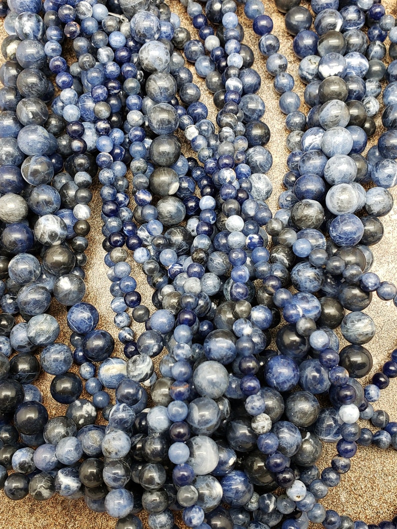 A Grade 15.5 inch 4mm or 6mm or 8mm Sodalite Polished Round Beads