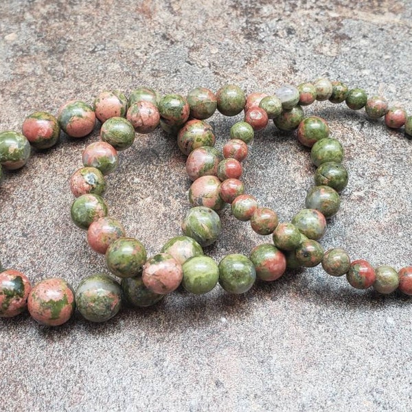 Unakite Bracelet, Gemstone Bracelet, 7 inch