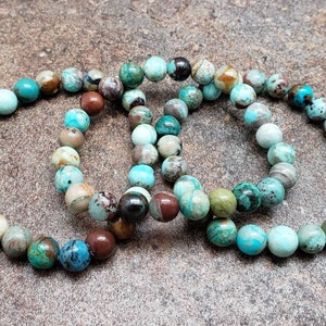 Pulsera de crisocola, pulsera de piedras preciosas, 7 pulgadas