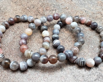 Botswana Agate Gemstone Bracelet, 7 inch