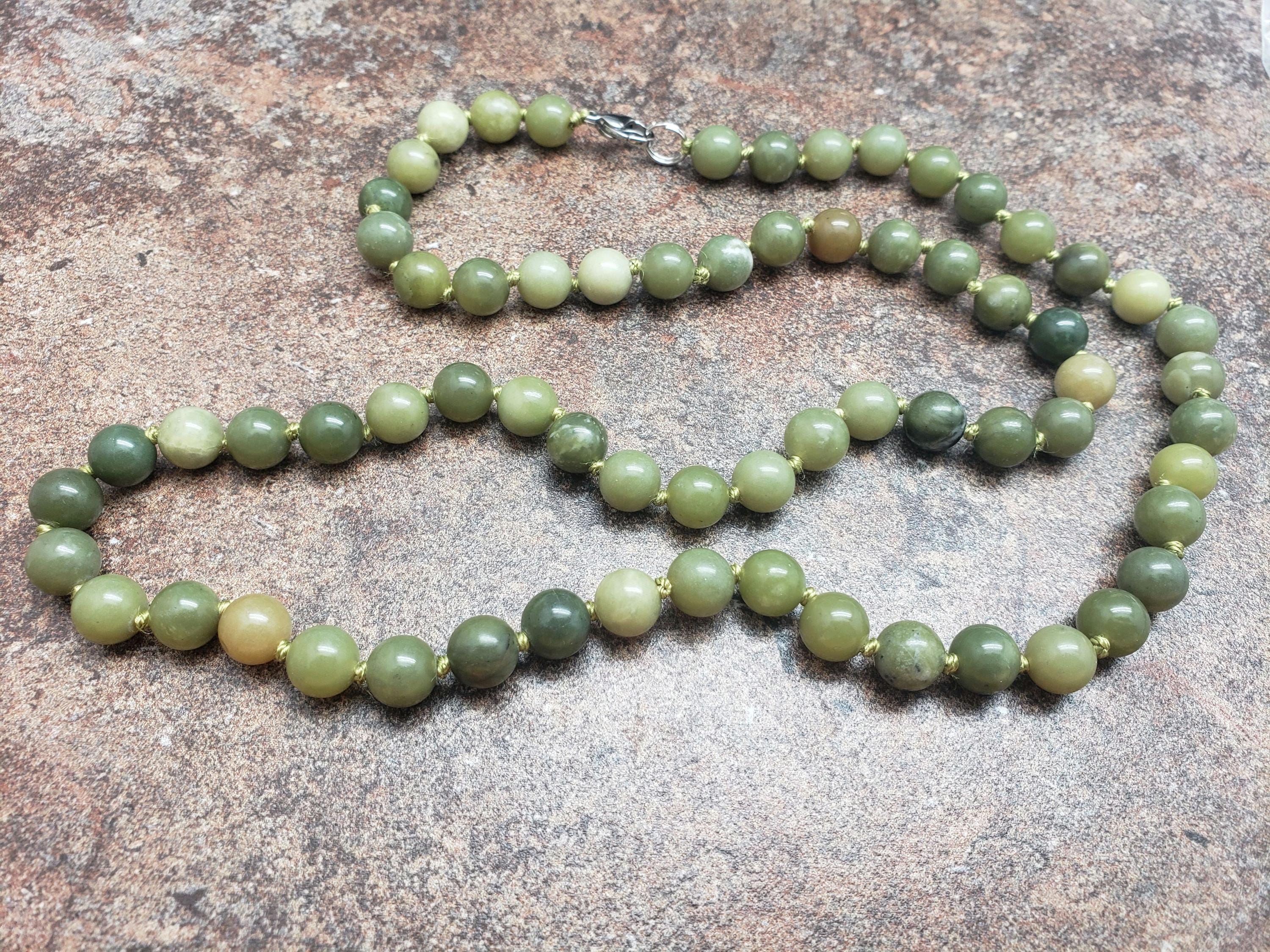 Canada Jade Hand Knotted Necklace with Lobster Claw Clasp