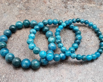 Blue Apatite Gemstone Bracelet, 7 inch