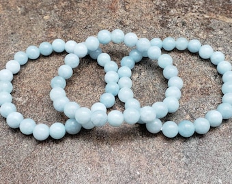 Aquamarine Bracelet, Gemstone Bracelet, 7 inch