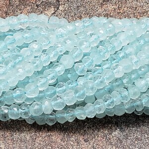 4.5 to 5mm Aquamarine Faceted Rondelles, 13 inch