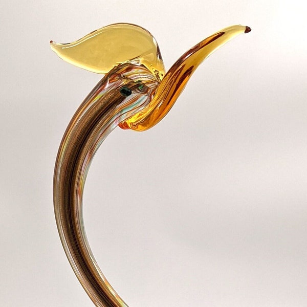 Tall, Murano art glass bird, hand blown,15". Multicolor with copper aventurine. MCM