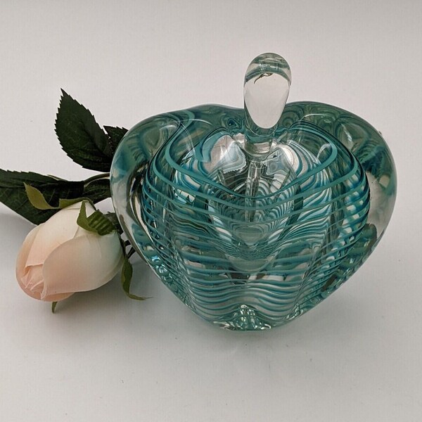 Signed, hand blown, art glass perfume bottle by Neil Duman. 5" tall