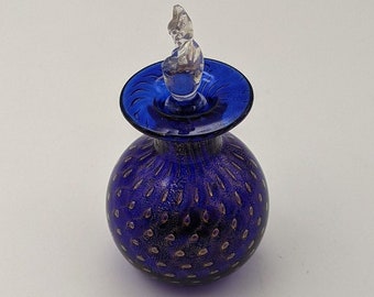 Murano bullicante with 24k gold, hand blown perfume bottle. 4.5" tall. Labeled.