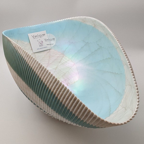 Never-used Murano glass Yalos shell bowl. Handmade. Large (16.5")! Beachy!