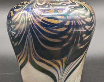 Rare Glass House Studio collaboration vase signed Englesby Brakken for Eric Peder Brakken and one of the Englesby brothers.