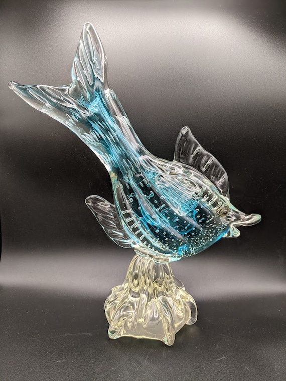 イタリーmurano 硝子 金彩 跳ねる魚 工芸品