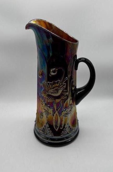 Rare, Antique Northwood Oriental Poppy Carnival Glass Tankard