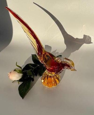 Murano Hand-blown, Art Glass Pheasant Figurine by Jico. 9