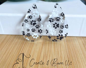 Pfotenabdrücke Acryl Ohrring Rohlinge - 4 Stück DIY Anhänger