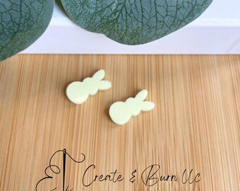 Gelbe Pastell Häschen Bolzen Acryl Ohrring Rohlinge - 4stk DIY Anhänger