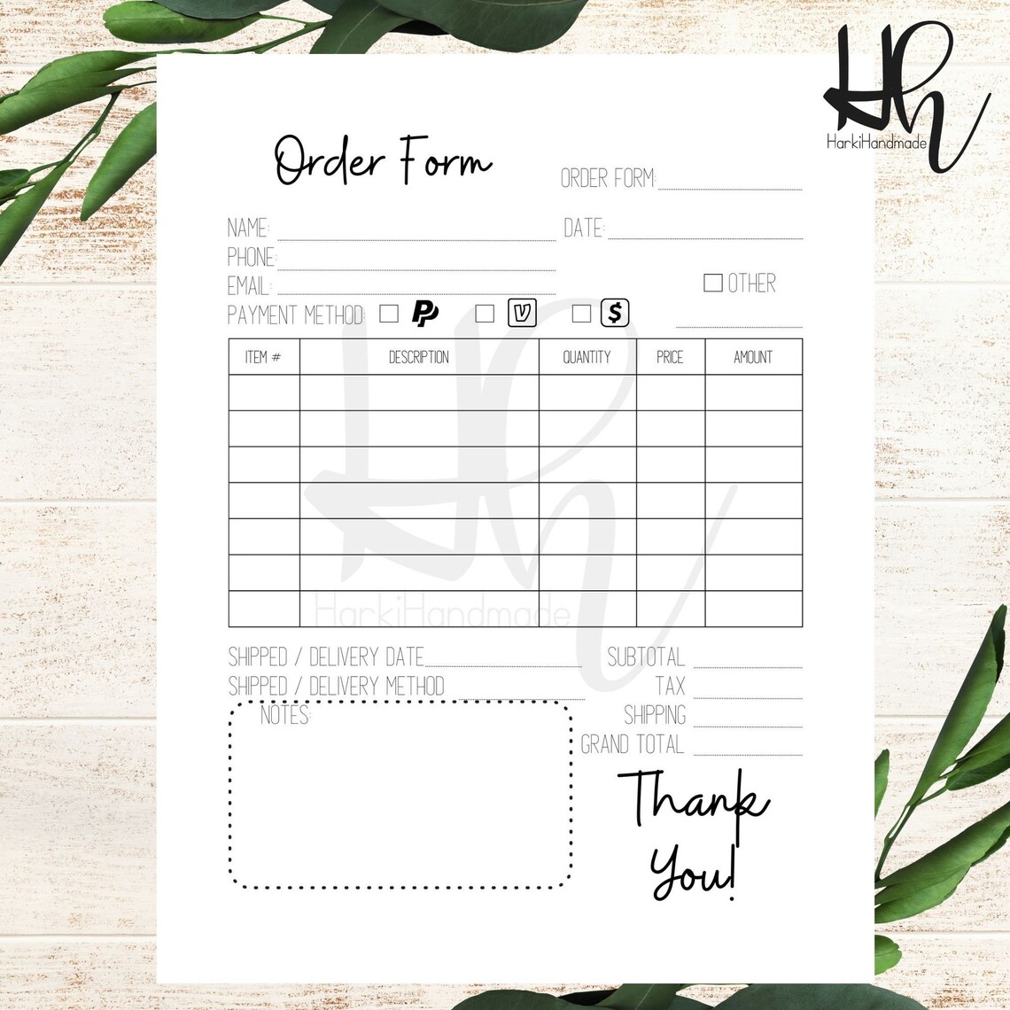 Printable Order Form and Tracker Log for Crafters and Small Business ...