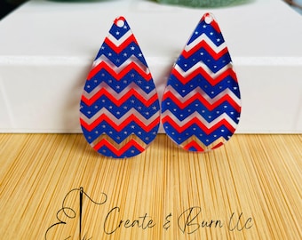 Stars and Stripes Print Acryl Ohrring Rohlinge - 4 Stück DIY Anhänger