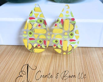 Taco Print Acryl Ohrring Rohlinge - 4 Stück DIY Anhänger
