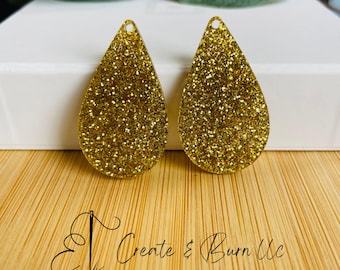 Gold Glitter Solid Acryl Ohrring Rohlinge - 4 Stück DIY Anhänger