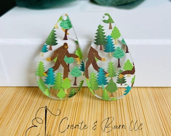 Big Foot, Sasquatch Druck Acryl Ohrring Rohlinge - 4 Stück DIY Anhänger