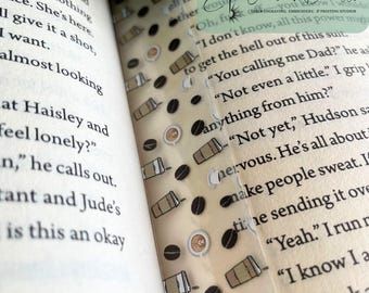 Kaffee gemusterte Lesezeichen | Dünne Flexible Reader Accessoires (5er Set)