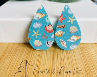 Strand Print auf soliden türkisfarbenen Acryl Ohrring Rohlingen