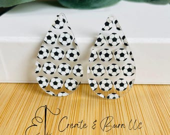 Fußball Druck Acryl Ohrring Rohlinge - 4 Stück DIY Anhänger
