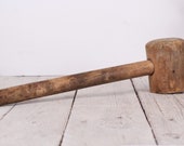Antique wooden hammer - Primitive mallet - Vintage hammer tool - Antique mallet - Primitive tools - Wooden hammer circa 40s - Home decor