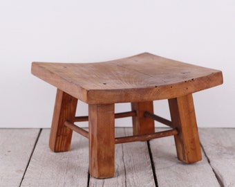 Antique Chair Primitive Rustic Stool Wooden