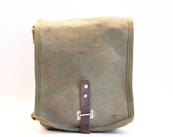 Vintage Military Canvas Field Bag, Green Crossbody Shoulder Bag