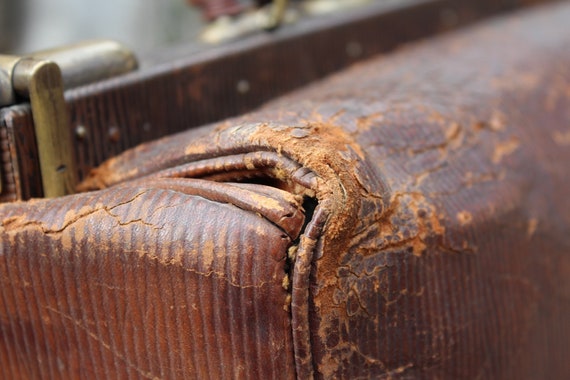 Doctor Bag Top Handle Bag Brown Handbag Antique F… - image 10