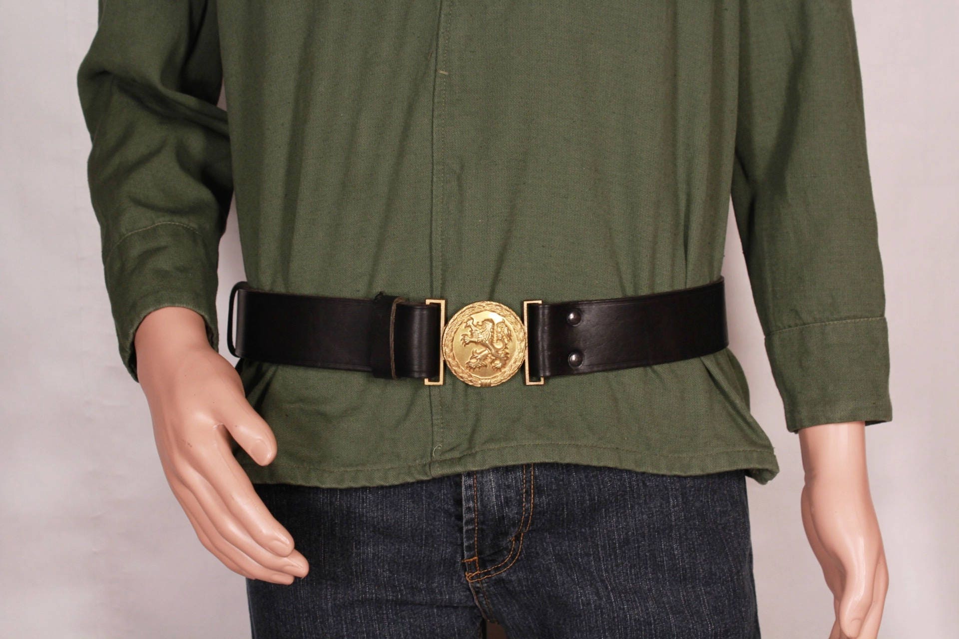 Military Leather Belt Vintage Men's Belt Black Wide Etsy