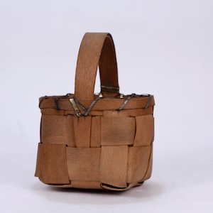 1950s Handmade Woven Straw Basket Bag