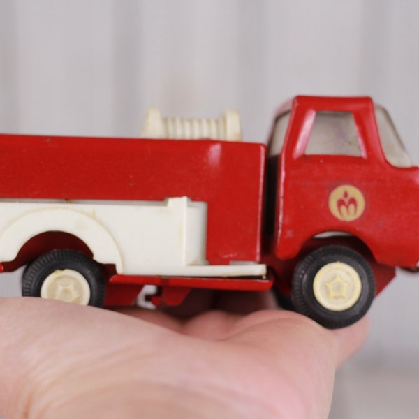 Vintage Mechanical Metal Toy Truck Red