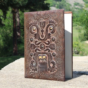 Carpeta vintage grande de cuero marrón, funda para libros, portadocumentos, estuche para papeles