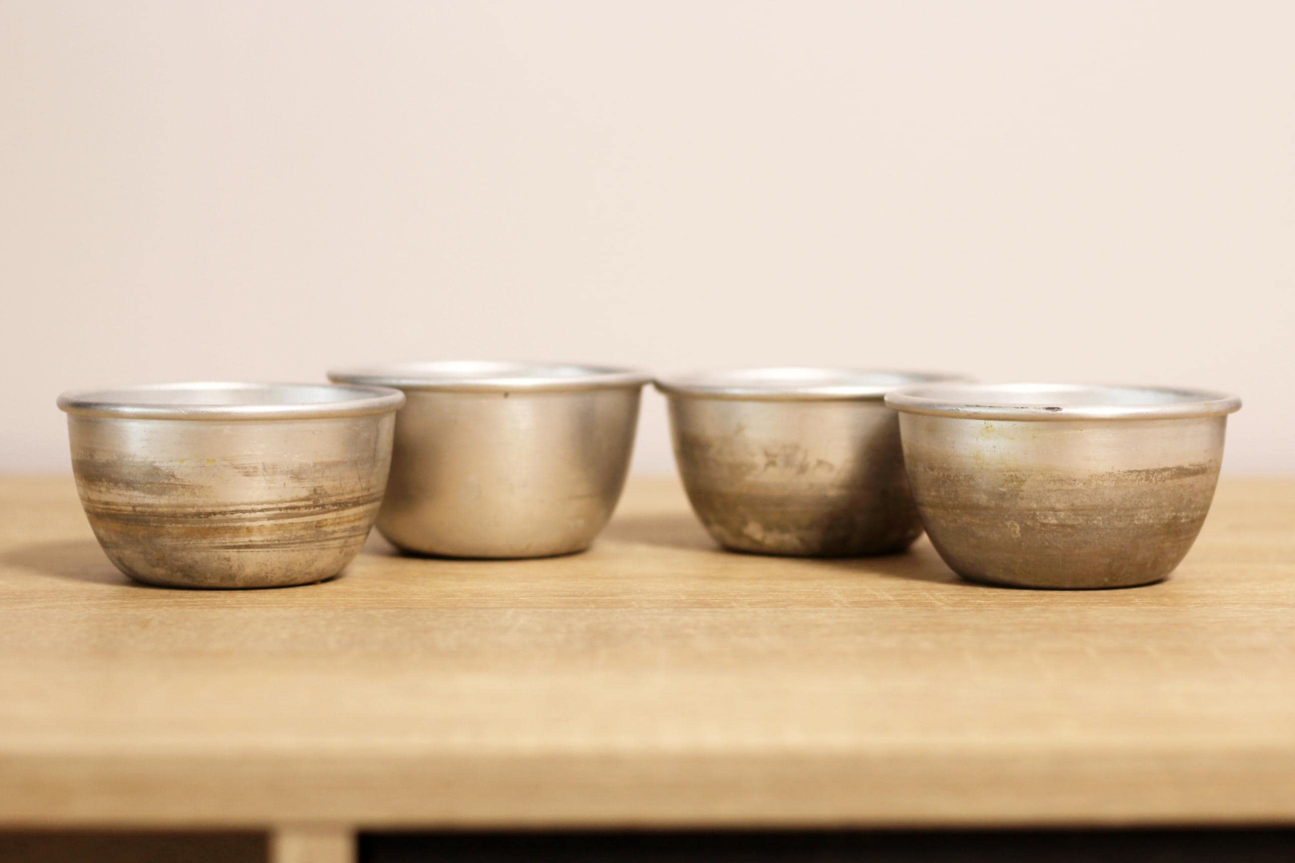 Vintage Chrome Caramel Custard Cups - Set of 4
