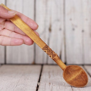 Vintage Hand Carved Wooden Ladle, Soup Spoon, Simple Wood Scoop
