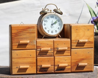 Vintage Spice Wooden Cabinet Drawers Chest Wall Hanging Shelf