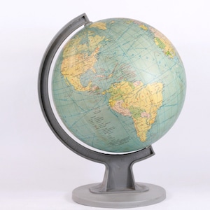Kula ziemska Vintage World Globe: dekoracja biurka z lat 80. z cyrylicą