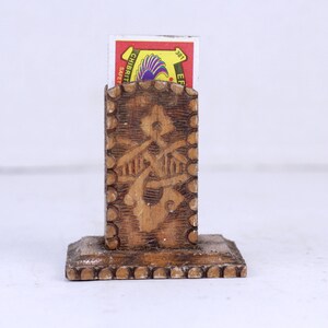 Porta fiammiferi in legno vintage, invecchiato
