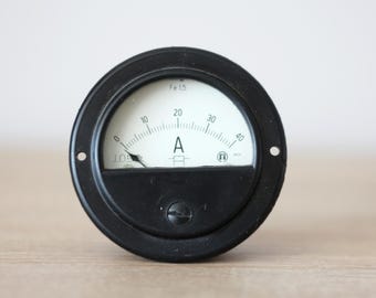 Vintage USSR Ammeter: Steampunk Industrial Decor, Educational Meter
