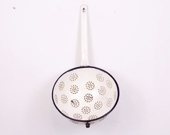 Vintage Large Enamel White Colander