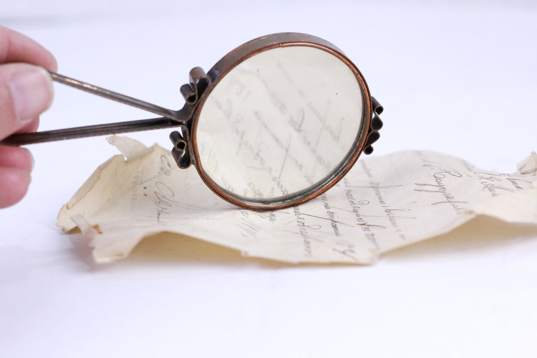 1950s Copper Hand Mirror Antique Victorian Style Mirror Etsy