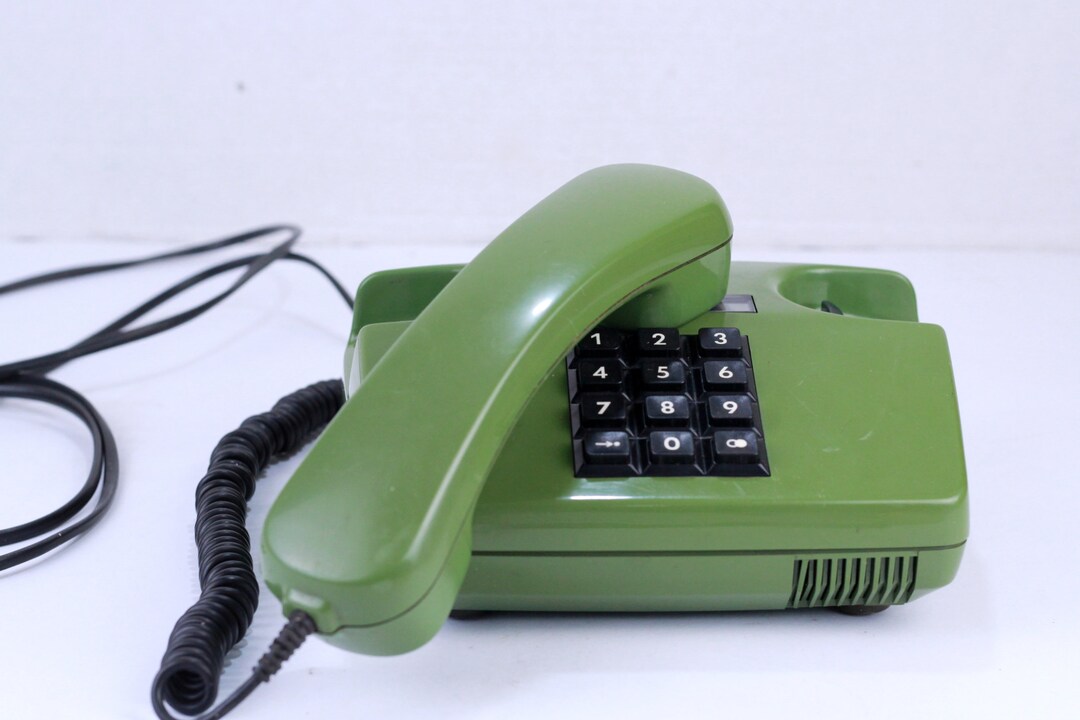 Vintage Push Button Phone Telephone Classic Telephone Green Etsy