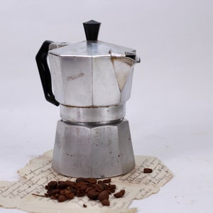 Vintage Italian Espresso Maker: Small Aluminum Coffee Pot, Kitchen Decor