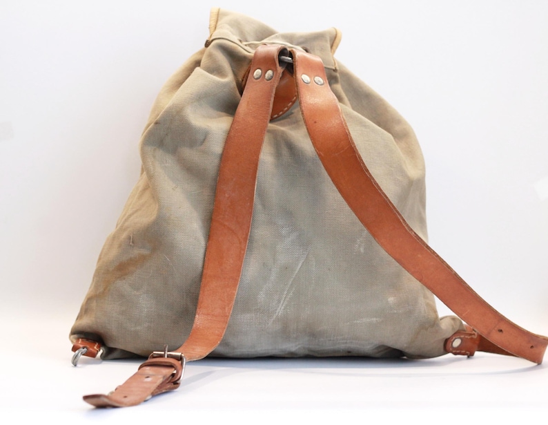 Vintage Green Canvas Backpack, 70s Army Rucksack, Carry All Haversack ...