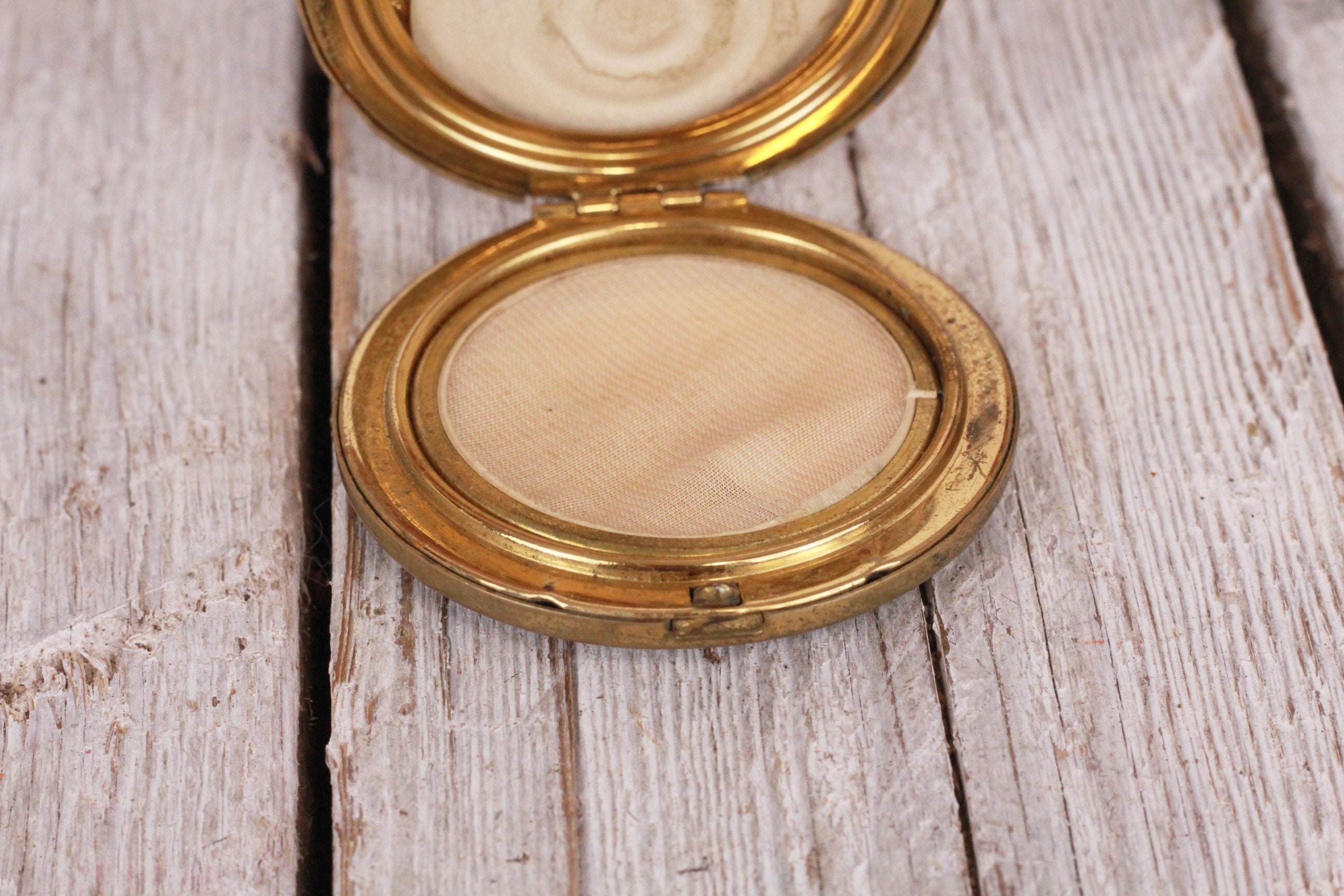 Antique Brass Powder Box with Lid Etsy