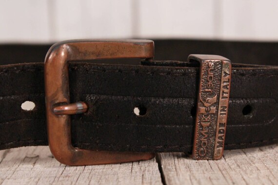 Vintage Calvin Klein Black Leather Belt - Made in Italy - Etsy display picture 2