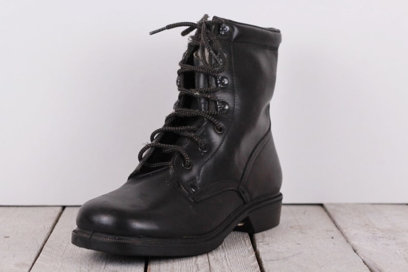 Military shoe size US 7.5 Military shoe Men/'s boot Vintage army boot Black leather Punk shoe