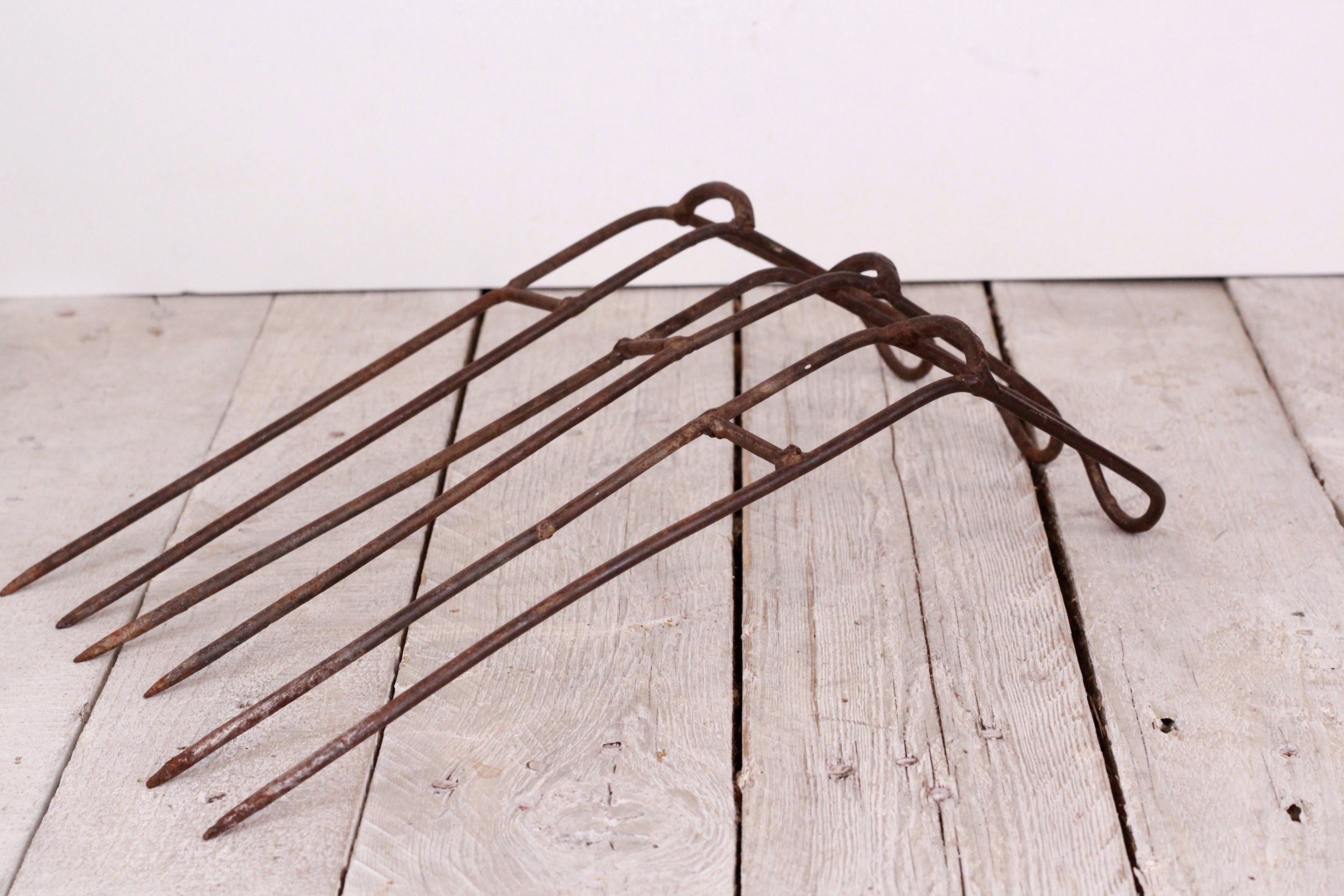 Vintage Set of Three Metal Fishing Rod Stands Fishing Equipment Handmade -   Canada