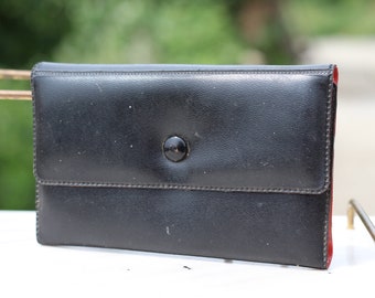 Vintage Small Vinyl Black Coin Purse, Card Wallet